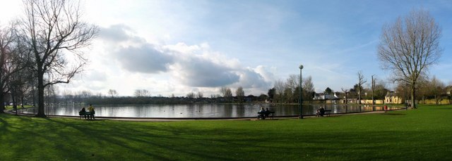 A park with a lake