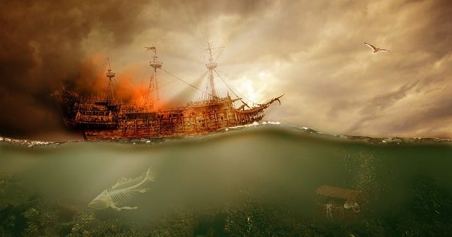 black pearl pirate ship at sea