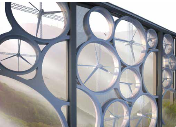 bridge with built-in wind turbines 